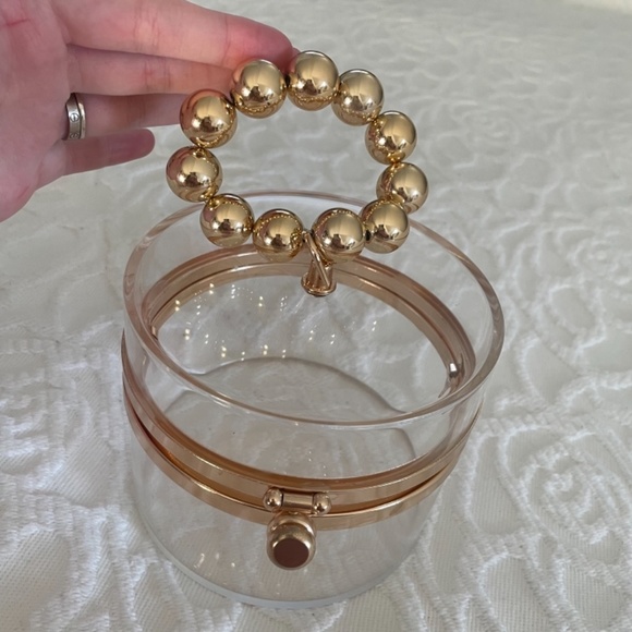 Clear Acrylic Bag Gold Bead Handle - Picture 2 of 4